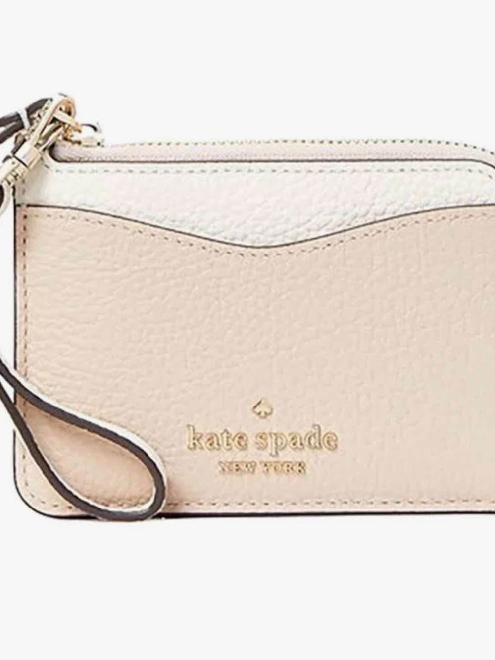 kate spade two-tone cream and white wristlet card case